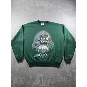 Vintage New York Jets Sweatshirt Mens XL Green Vinny Testaverde 1999 NFL *Read